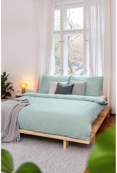 Zöld kétszemélyes mikroszatén ágyneműhuzat 200x200 cm Basic – Bonami Essentials