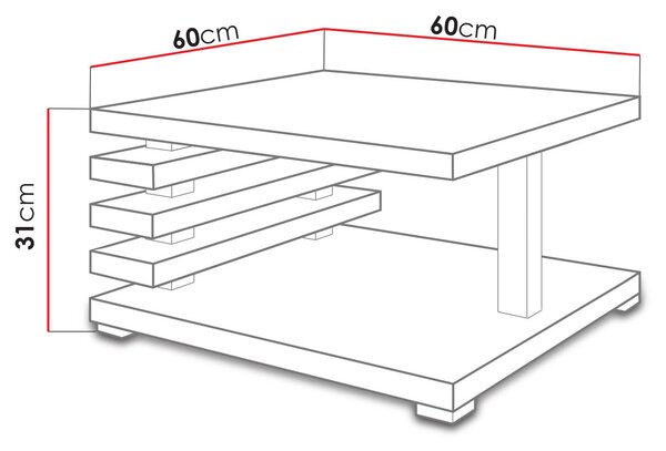 Modern dohányzóasztal STORO - fehér
