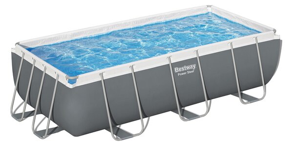 Bestway Szicília 404x201x100cm Fémvázas medence homokszűrős vízforgatóval, létrával és vegyszeradagolóval (FFA 680) - szürke