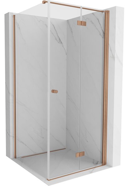 Mexen Mist-F T, 1 szárnyú, összecsukható zuhanykabin jobb oldali 110 x 110 cm, átlátszó üveg, matt rézprofil, 8A6T-110-110-65-00-P