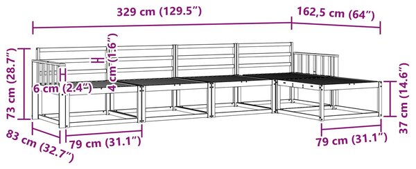 Kültéri kanapé szett 5 pcs Természetes Tömör Akácfa