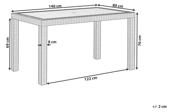 Kerti asztal FOSSANO 140 cm 80 cm Világosszürke