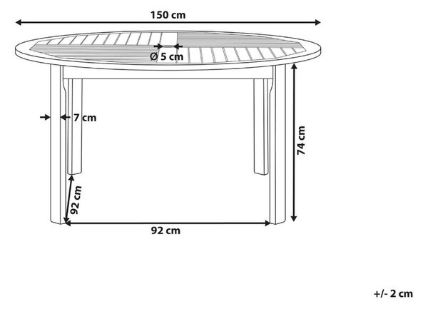 Kerti asztal TOLVE 150 cm 150 cm Akácfa Barna