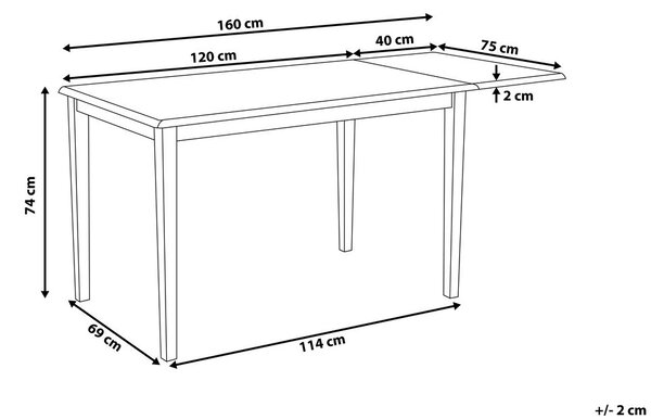 Kihúzható étkezőasztal LOUISIANA Világosbarna 120/160 cm 75 cm Keményfa