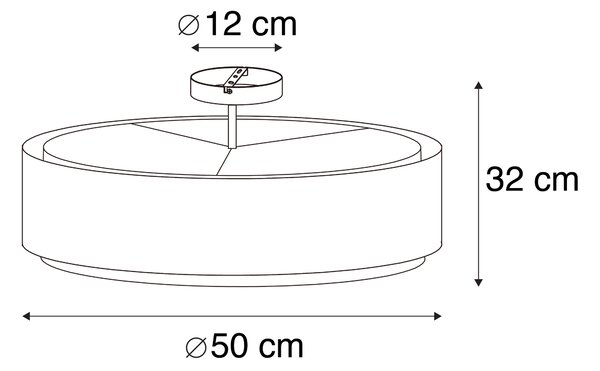 Okos mennyezeti lámpa fekete fehérrel 50 cm, 3 db Wifi A60 - Drum Duo