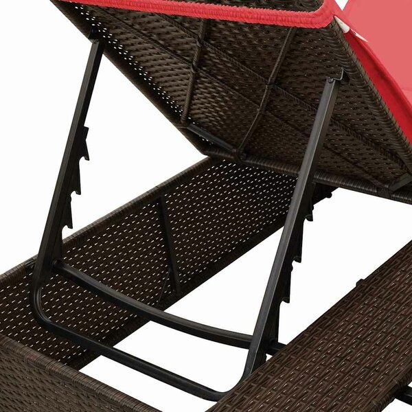 VidaXL Dupla napozóágy Állítható, 205 x 129 x 200 cm, polirattan, Piros