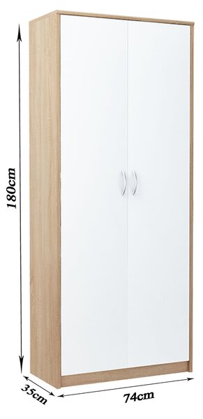 LUCETTE polcos szekrény - 74 cm széles, sonoma tölgy / fehér