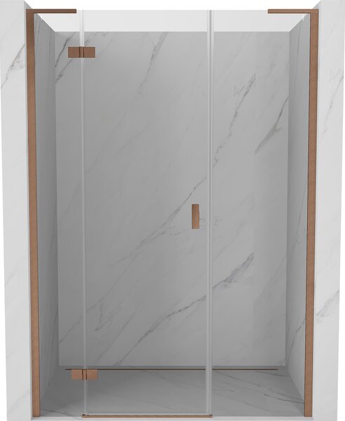 Mexen Mist-H L, 1 szárnyú zuhanyajtó balos 120 cm, átlátszó üveg, matt réz profil, 8A5L-120-001-65-00-L