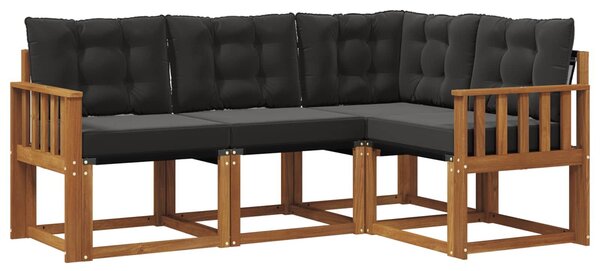 Kültéri kanapé szett párnával 4 pcs Természetes és fekete