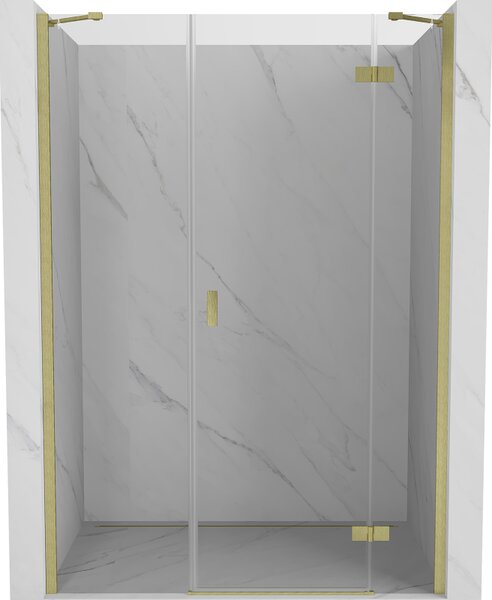 Mexen Mist-H, egyszárnyú zuhanyajtó jobb oldali 120 cm, átlátszó üveg, matt arany profil, 8A5-120-001-55-00-P