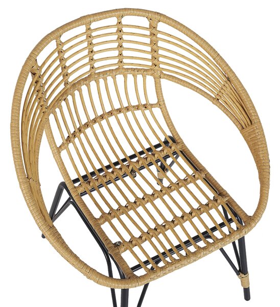 Bisztrószett párnákkal PELLARO PE Rattan Fekete