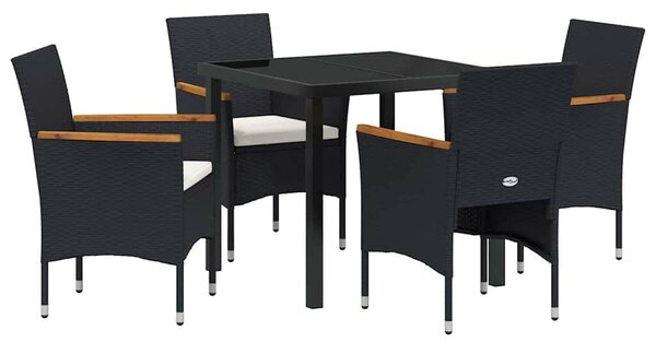 5 Darabos Kerti Étkező Készlet Fekete Poly Rattan