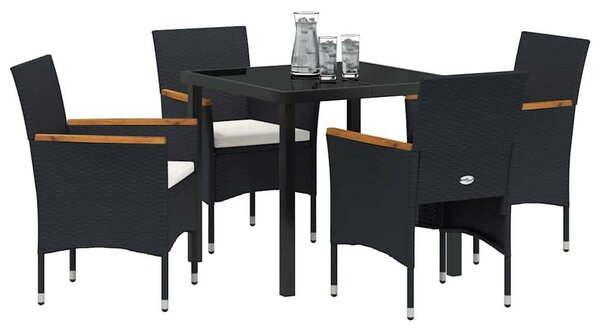 5 Darabos Kerti Étkező Készlet Fekete Poly Rattan