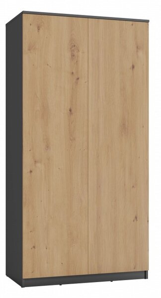 TAUNO kétajtós gardróbszekrény 90 cm - artisan tölgy / antracit