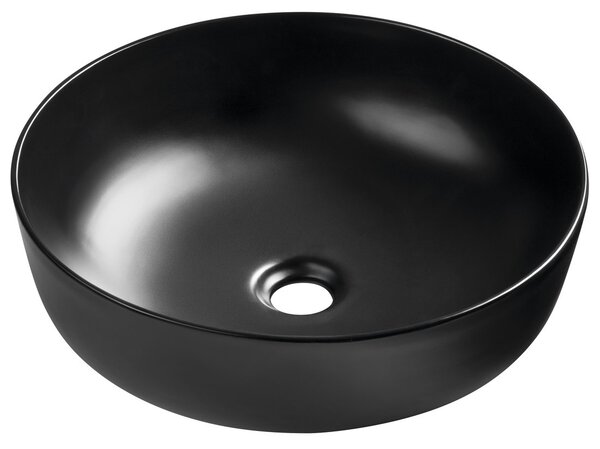 Sapho Sapho, RONDEA kerámia pultra szerelhető mosdó, átmérő 41cm, matt fekete, AR445B