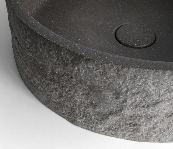 Sapho Sapho, ISPIR beton mosdó lefolyóval, 40 cm, fekete gránit, AR476