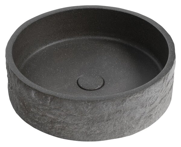 Sapho Sapho, ISPIR beton mosdó lefolyóval, 40 cm, fekete gránit, AR476