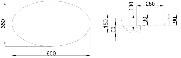 Invena Elara, pultra szerelhető mosdó 600x380x165 mm, fényes fehér, INV-CE-03-W60-Y Leták: https://cloud.invena.pl/s/nnXaZKg3crBrRkz/download?path=%2…