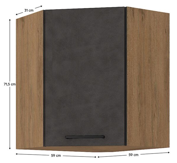 Felsőszekrény, szürke matt/tölgy lancelot, VEGA 58x58 GN-72 1F