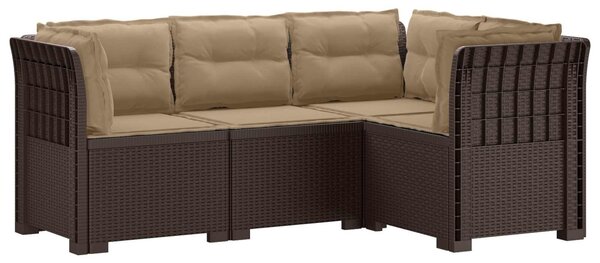 VidaXL 4-Fős Kerti Kanapé Párnákkal Rattan Hatással PP Barna