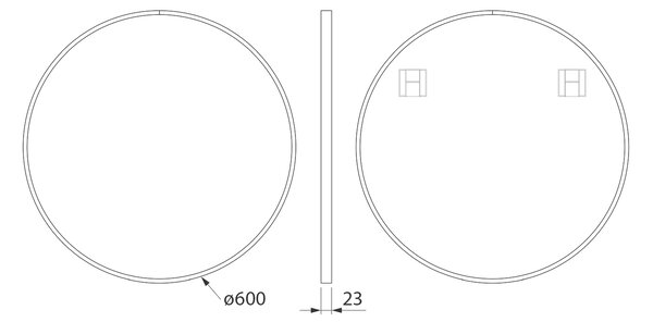 Sapho Sapho, NOTION SLIM kerek tükör keretben, átmérő 60cm, matt fehér, NT600W