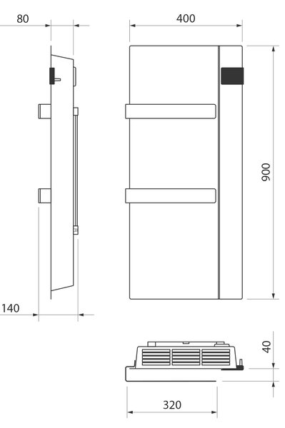 Sapho Sapho, ONSEN EVO elektromos fűtőelem, 400x900mm, 1000 W, antracit, ONS10011
