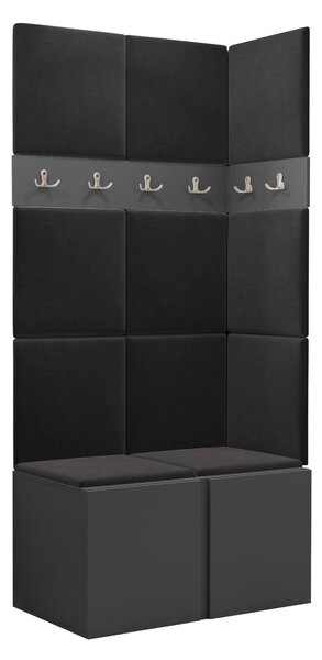 Előszoba garnitúra Pinis I, 186x84x46cm, Grafit, Kárpit, Laminált forgácslap