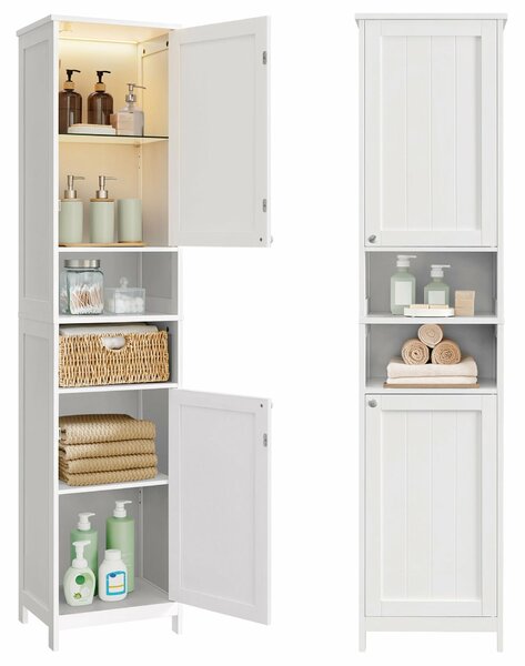 VASAGLE karcsú fürdőszobai állószekrény állítható polcokkal, fehér