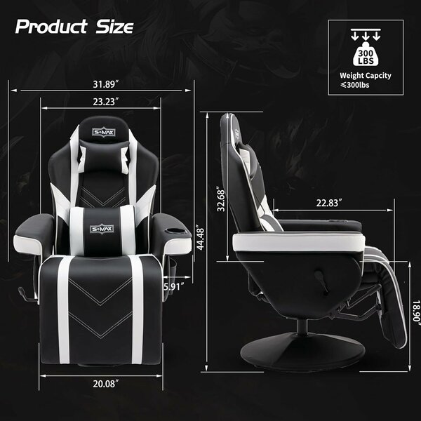 Ergonomikus Gamer Szék Lábtartóval és Zsebbel Kényelmes Fekete XL — számítógépes szék, irodai szék, gamer szék, lábtartós fotel, gamer bútor, munka szék, forgószék