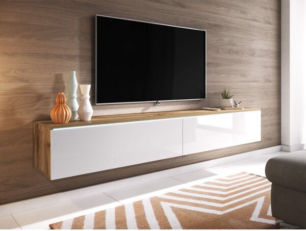 WILLA D TV-szekrény 180 cm - wotan tölgy / fényes fehér