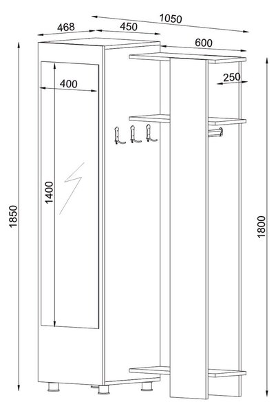 Antre Mirrored Coat Stand White-Walnut
