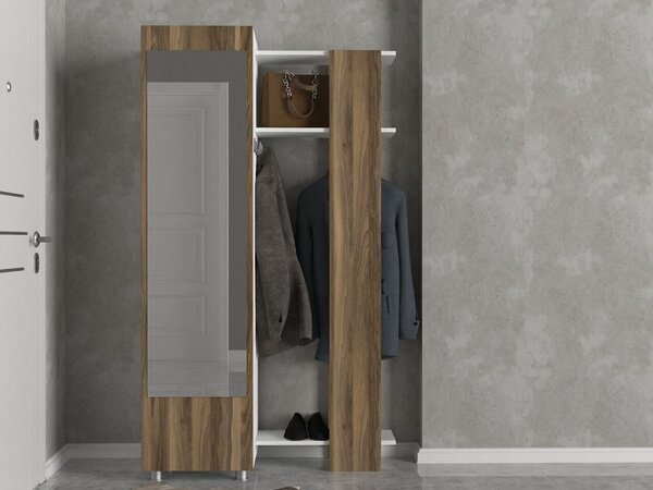 Antre Mirrored Coat Stand White-Walnut