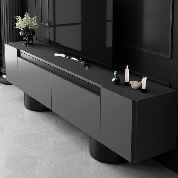 Hanah Home TV Stand Anthracite Black Bohem - Anthracite, Black