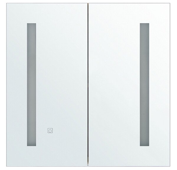Fürdőszobai tükrös faliszekrény LED CHABUNCO 60 cm 60 cm Fehér