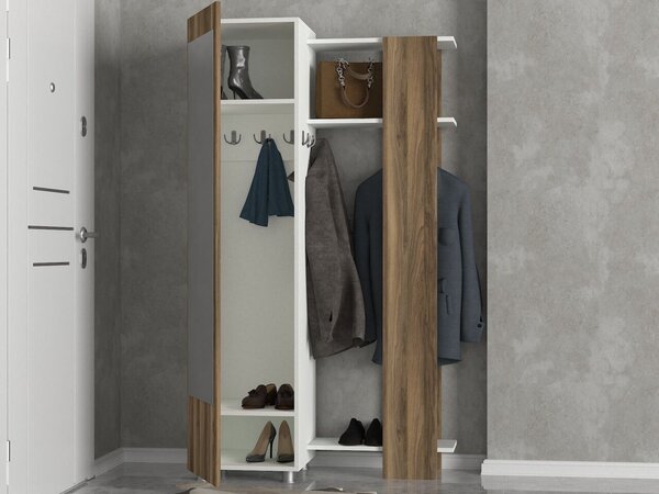 Antre Mirrored Coat Stand White-Walnut