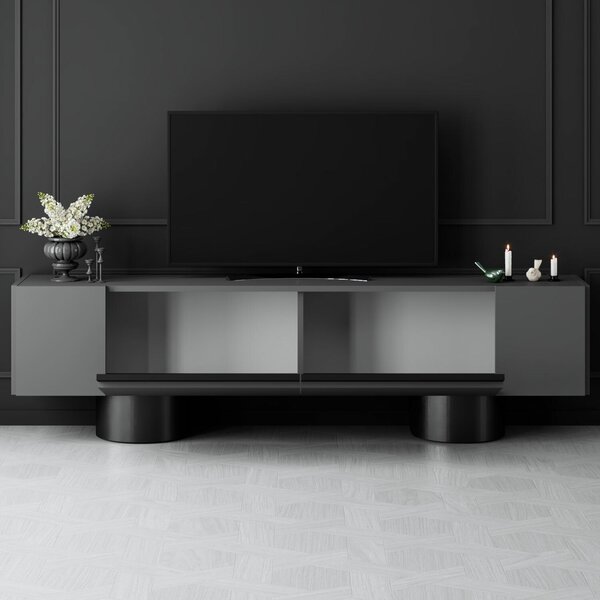 Hanah Home TV Stand Anthracite Black Bohem - Anthracite, Black