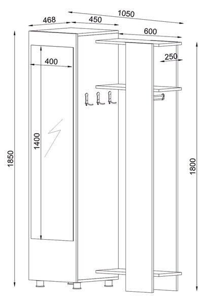 Antre Mirrored Coat Stand White