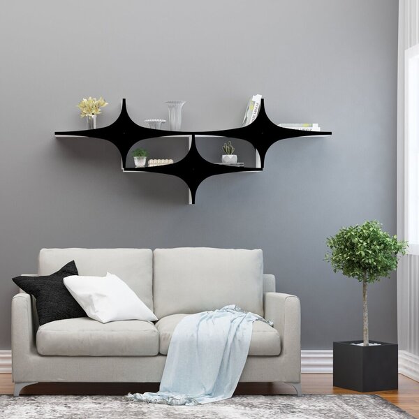 Fali polcok, Strong Timber, UnicUtil, 180 x 69 x 20 cm, Fekete-fehér