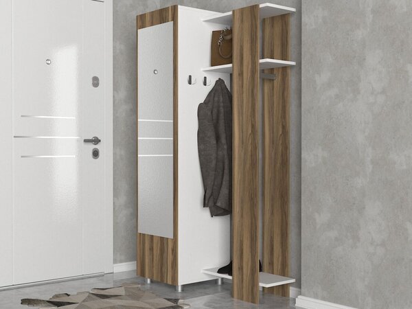 Antre Mirrored Coat Stand White-Walnut