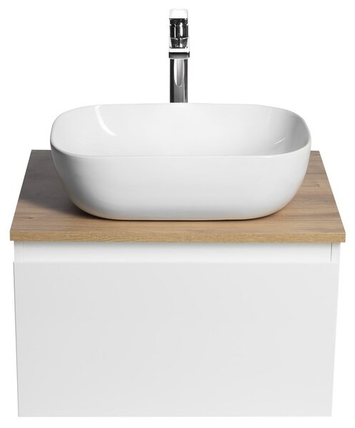 Aqualine Aqualine, ALTAIR szekrény felsővel 58 cm, fehér/emporio tölgy, AI263-02