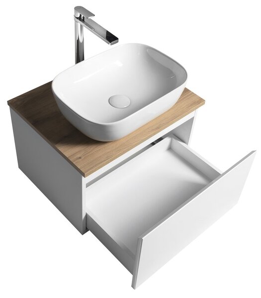 Aqualine Aqualine, ALTAIR szekrény felsővel 58 cm, fehér/emporio tölgy, AI263-02