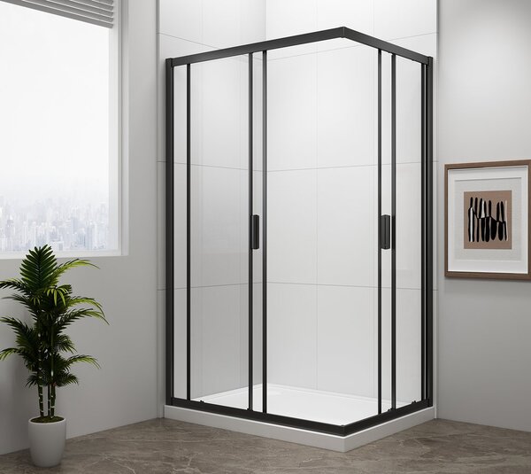Polysan Polysan, EASY BLACK négyszögletes zuhanyparaván 900x800mm, átlátszó üveg, EL5315B