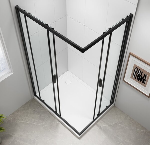 Polysan Polysan, EASY BLACK négyszögletes zuhanyparaván 900x800mm, átlátszó üveg, EL5315B