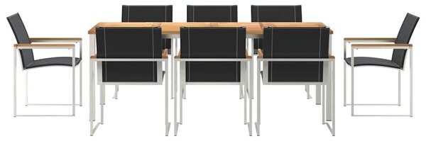 VidaXL Kert étkező szett 9 pcs Szilárd akácfa és rozsdamentes acél