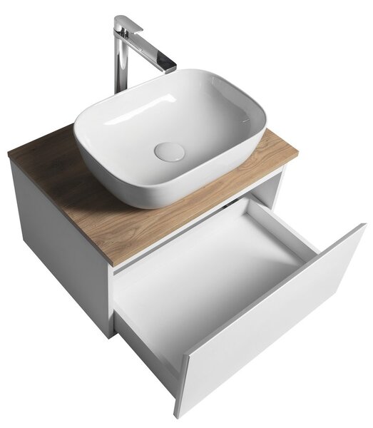 Aqualine Aqualine, ALTAIR szekrény felsővel 62,5 cm, fehér/emporio tölgy, AI267-02