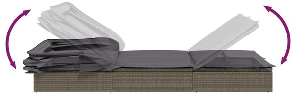 VidaXL Két Személyes Napozóágy - Polyrattan - 213x118x97 cm