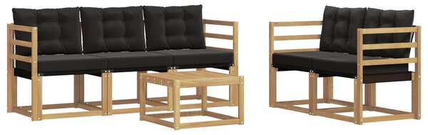 Kültéri kanapé szett párnával 6 pcs Fehér és Fekete