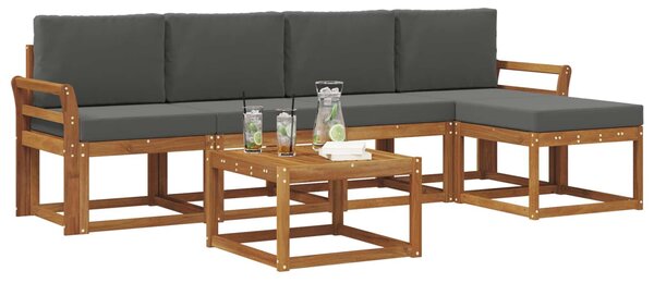 Kültéri kanapé szett párnával 6 pcs Természetes és antracit