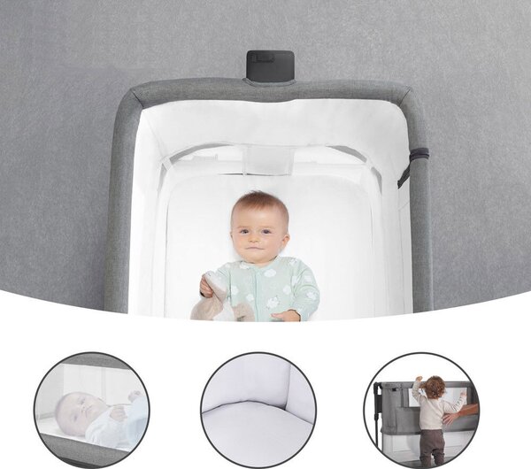 Kinderkraft babaöböl Neste Grow 2in1 világosszürke-melange fa hatású