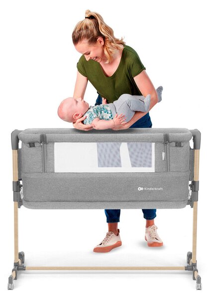 Kinderkraft babaöböl Neste Grow 2in1 világosszürke-melange fa hatású
